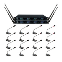 PROFESSIONAL DIGITAL UHF PLL WIRELESS MIC SYSTEM WITH SIXTEEN GOOSENECK PODIUM MICROPHONES